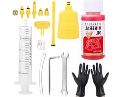 Complete Set van 17 Precisie Olie en Remvloeistof voor Fietsen - Inclusief Mineralen Olie (60ml), Eenvoudige Rem Bleed Kit voor Alle Soorten Fietsen