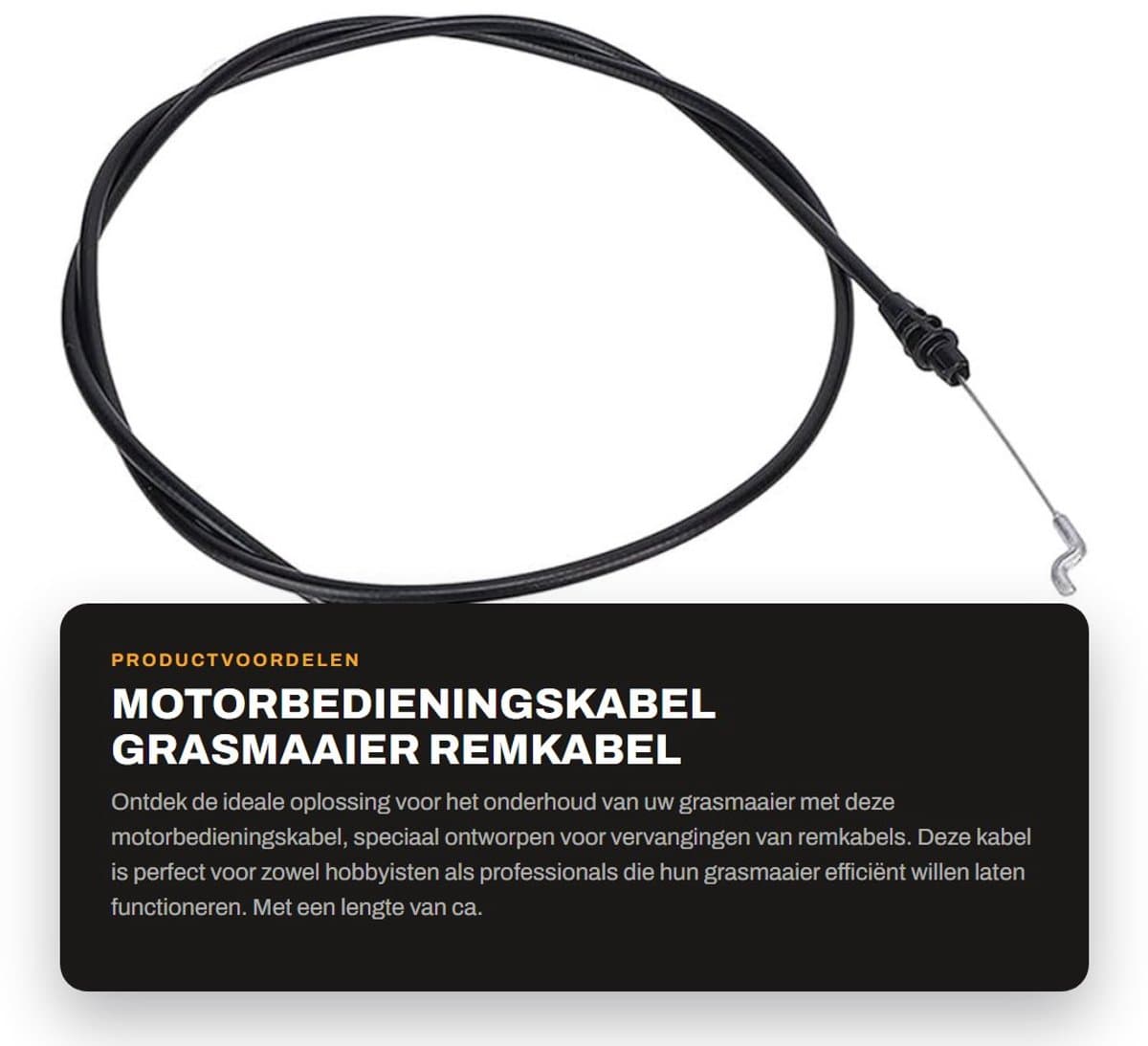 Dailygoods- Motorbedieningskabel Vervanging voor Toro Grasmaaier - Remkabel - PVC/Nylon/Staaldraad - Lengte 147 cm - Uittrekbare lengte 80 mm - Artikelnummer 104-8676 — afbeelding 1