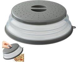 Magnetron Deksel - Voedsel Beschermer - Magnetron Schoon Houden - Inklapbaar met stoomopeningen - 21 x 8 cm - Grijs