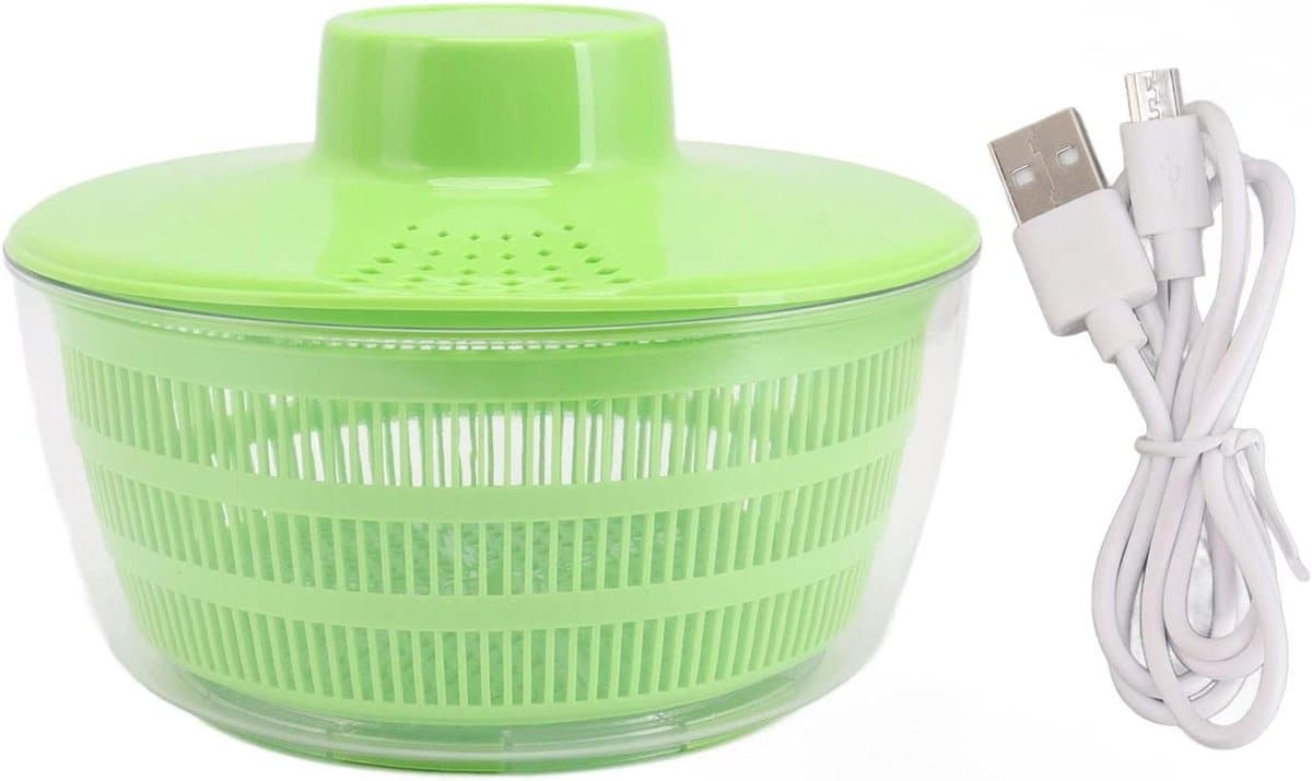 Salade Spinner - Groente Droger - Snelle Reiniging - Elektrische Drainer - 5 Liter - Wit — afbeelding 1