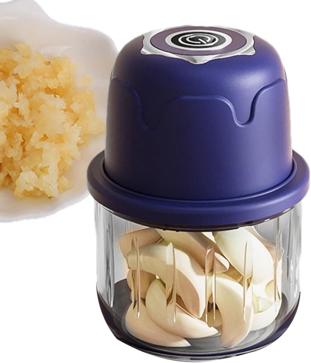 Elektrische Hakker - Keukenapparaat - Ingrediënten Snijden - Draadloos USB Opladen - 350 ml - Blauw — afbeelding 1