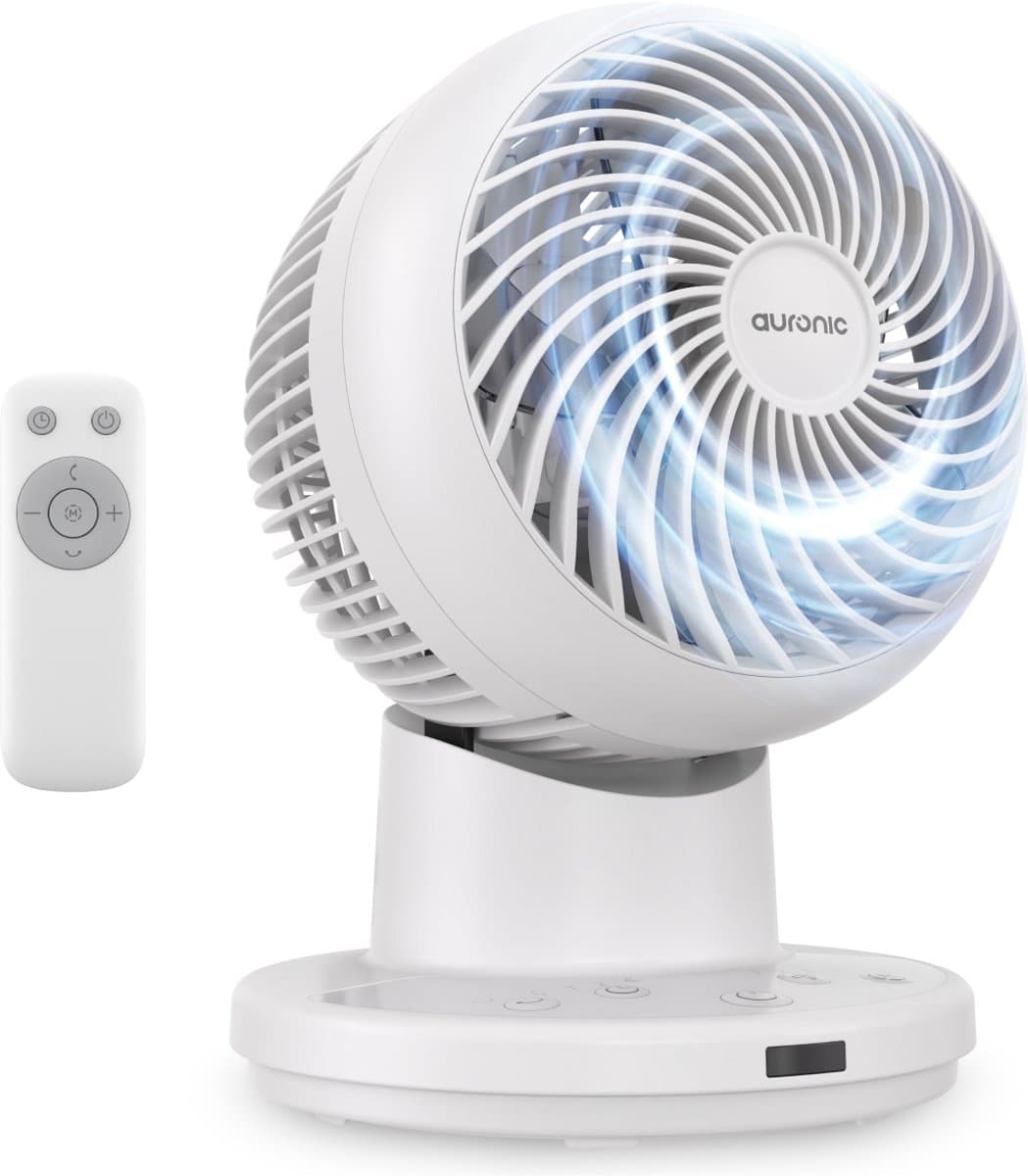 Auronic Tafelventilator - Kleine Ventilator - Met Afstandsbediening en Timer - Automatische Oscillatie 85° - 9 Meter Luchtstroom - Wit — afbeelding 1