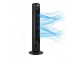Toren Ventilator met Timer - Staande Ventilator met 3 Standen - Luchtkoeler Oscillatie 120 Graden - Verkoeling - Luchtkoeler Aircooler - Tower Fan - Ventilator Geruisloos - Tower Ventilatoren - Waaier - Torenventilator Stil - Zwart - Silvergear