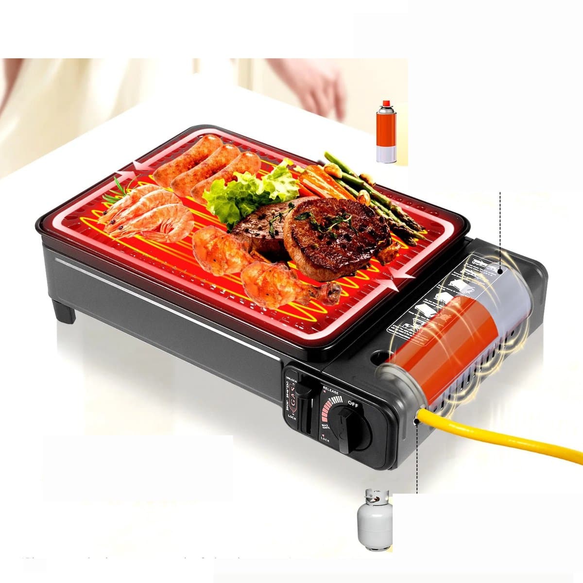 Linkforu – Gas Barbeque – Grillplaat - Compacte TafelBBQ - Grill – Draagbaar – Butaangas - Binnen- en Buitengrill - BBQ Rooster — afbeelding 1