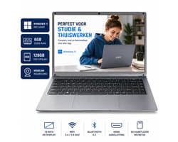 Laptop 14 Inch - Windows 11pro - Intel Celeron N4000 - 6GB RAM - 128GB SSD - GMR Notebook voor Studie, School, Office, Internet, E-mail en Thuiswerken - Studenten Laptop - Compacte Werk Laptop