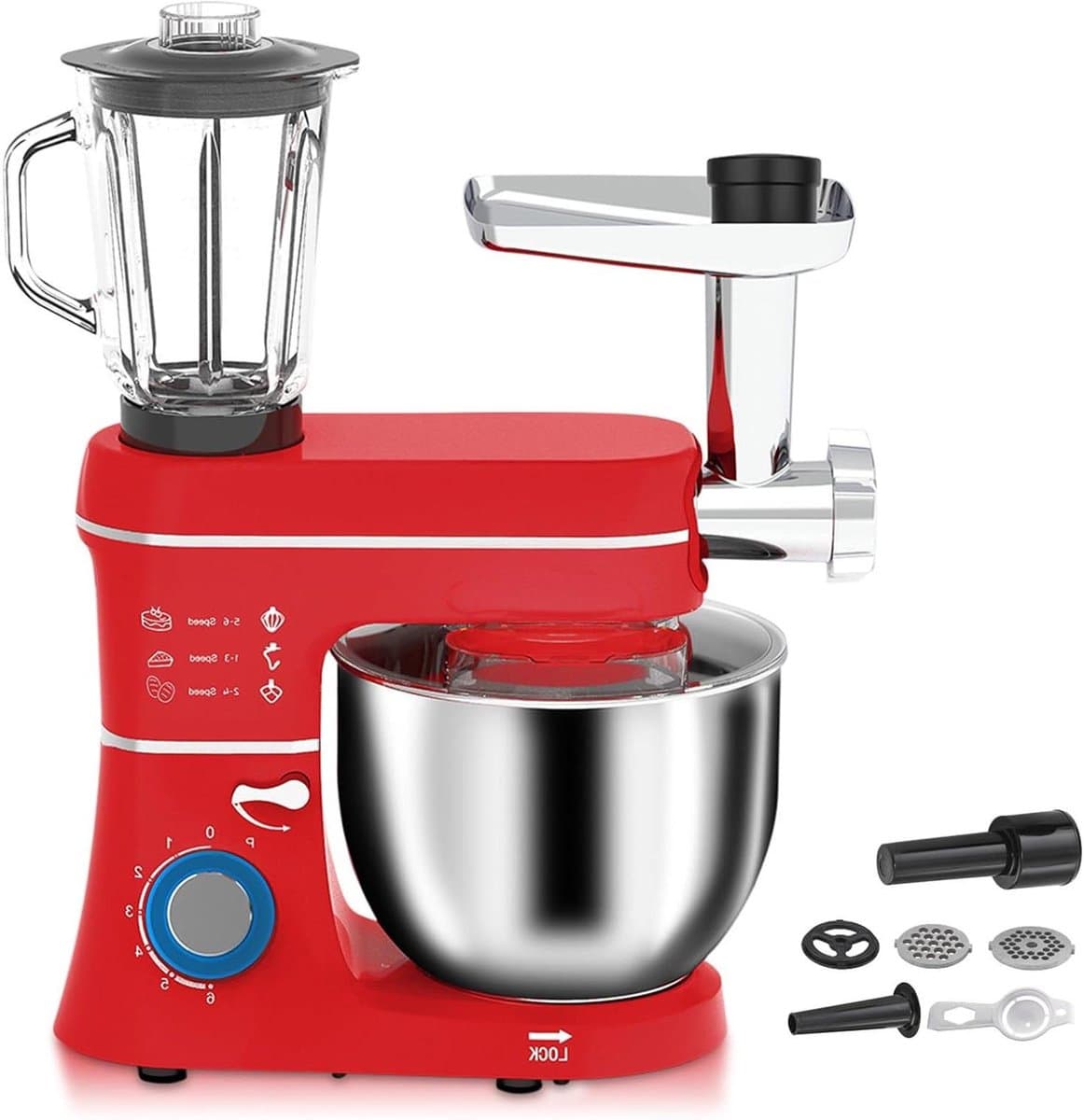 Keukenmachine 5-in-1 - Elektrische mixer - Thuis bakken - 1400W Krachtige motor - 10 Liter kom - Rood — afbeelding 1