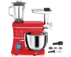 Keukenmachine 5-in-1 - Elektrische mixer - Thuis bakken - 1400W Krachtige motor - 10 Liter kom - Rood