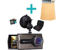Setix Dashcam Go met Natuurzeem - Voor en Achter Camera – Inclusief 32GB SD kaart - Full HD 1080P Resolutie – Met Opbergcase tegen Diefstal - Nachtzicht – Plug & Play - Parkeermodus - 170 Graden Kijkhoek – Loop Recording – 2025 Auto Camera