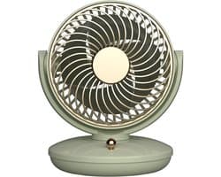 KZQ Drie Snelheden Usb Desktop Ventilator Met Ingebouwde 1800mAh Batterij - Stille Biomimetic Ventilator Met 140° Kantelhoek En Automatische Oscillatie - Draagbaar Voor Thuis Kantoor En Kamperen - Groen