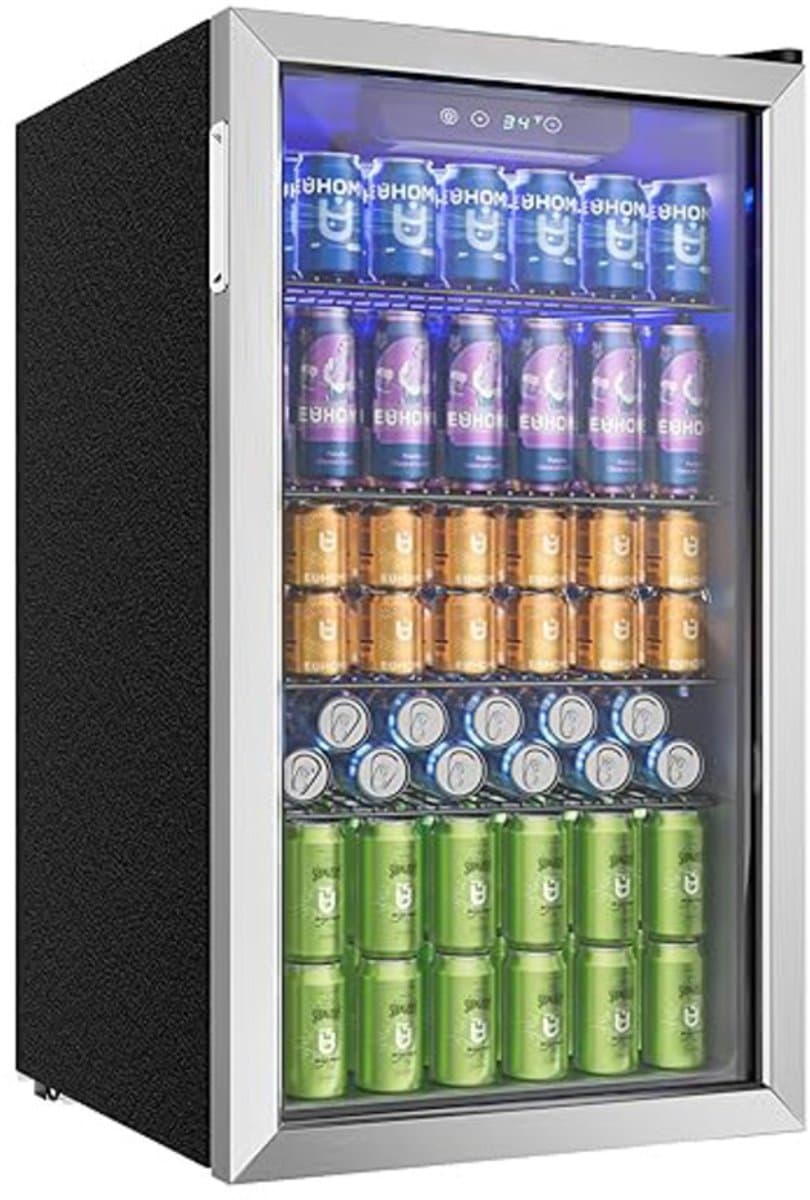 Jently koelkast - koelkasten - dranken koelkast - dranken frigo - glazen deur - verstelbare planken - roestvrij staal - zwart — afbeelding 1