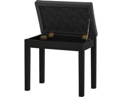Zwarte Pianobank 55 x 34 x 50 cm, In Hoogte Verstelbare Pianokruk met Opbergruimte, Piano Zitbank, Muziekkruk met Gevoerde Zitting, Voor Bladmuziek en Accessoires, Comfortabel, Stevig en Praktisch