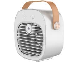 Aircooler - Luchtkoeler aircooler - Luchtkoelers met water - Tafelventilator - Bureau ventilator - Bureau ventilator usb - Oplaadbaar 4000 mAh - Kunststof - Wit
