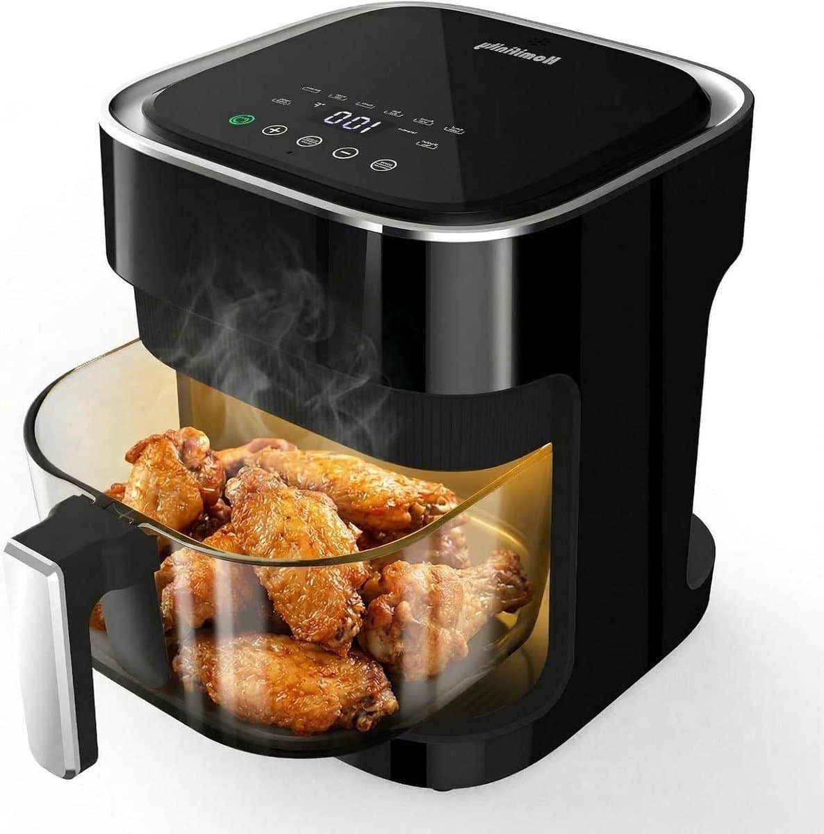 Luchtfriteuse van glas met vooraf ingestelde kookmodi, 8-in-1, transparante glazen pot, niet giftig, vaatwasmachinebestendig, 97% minder olie, controle — afbeelding 1