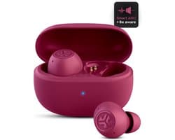 JLab Go Pop ANC Draadloze Oordopjes - Noise Cancelling Oortjes Draadloos - 24 uur Batterijduur - Bluetooth Multipoint - Met Microfoon - Geschikt voor Android en Apple - Fuchsia