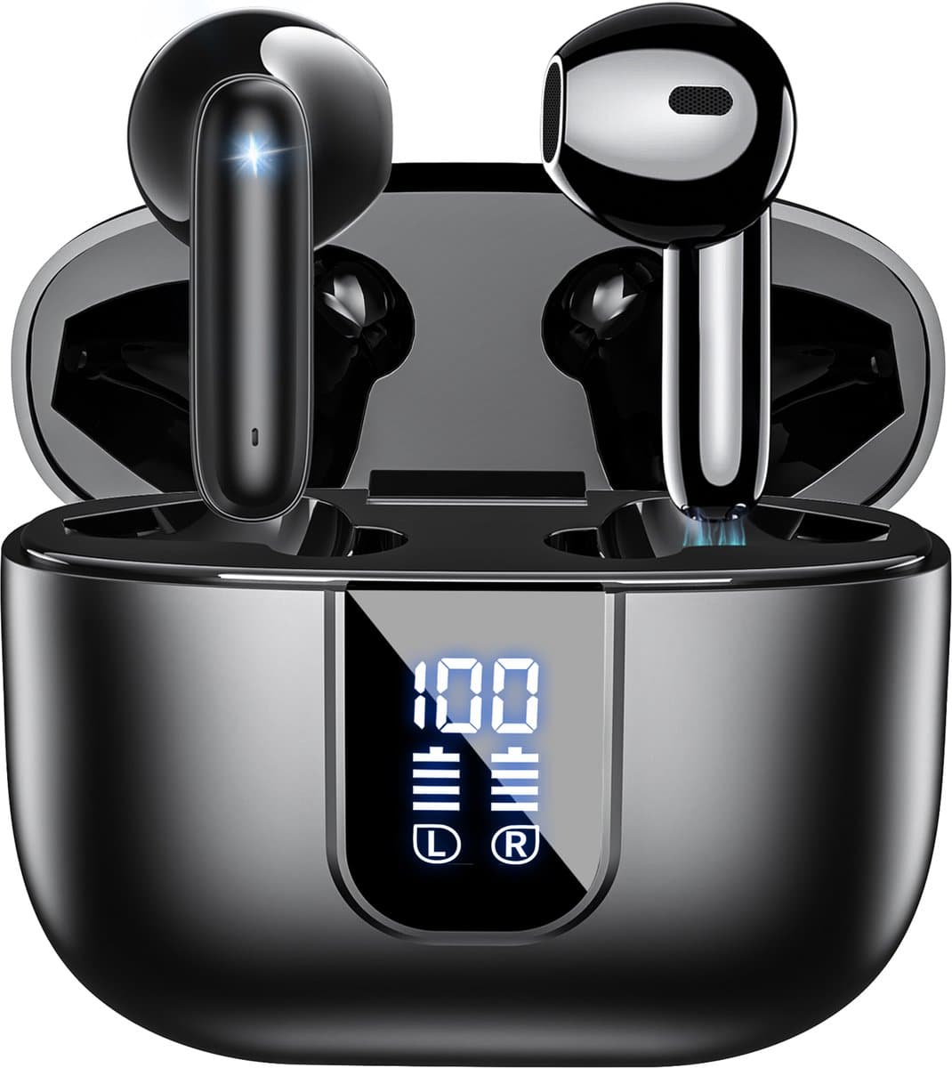 Siltcon® SoundWave Pro 2 - Oortjes Draadloos - Draadloze Oordopjes – Bluetooth Oordopjes – Oordopjes Draadloos – Oortjes - Oordopjes - Draadloze Oortjes Bluetooth - Noise cancelling ENC - Universeel - BT 5.4 - Zwart — afbeelding 1