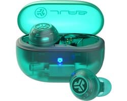 JLab Go Pop ANC Draadloze Oordopjes - Noise Cancelling Oortjes Draadloos - 24 uur Batterijduur - Bluetooth Multipoint - Met Microfoon - Geschikt voor Android en Apple - Clear Teal