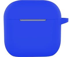 Hoesje - Geschikt voor Apple AirPods 4 / 5 - met Clip - Siliconen Hoes - Silicone Case Cover - Blauw