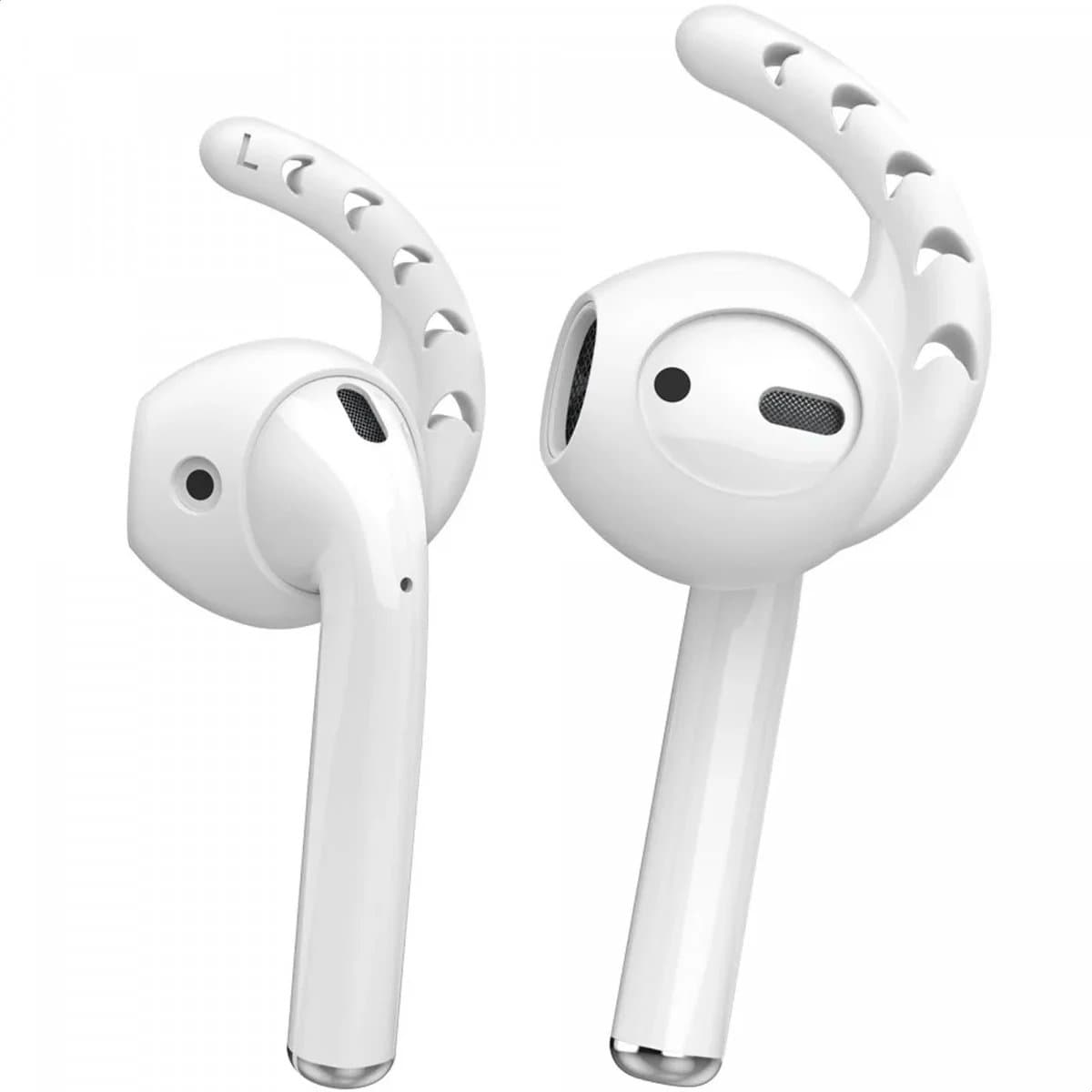 Sport Siliconen Earhooks Geschikt voor Apple AirPods (1 & 2) - Siliconen Oorhaken - Geschikt voor o.a. Hardlopen, Fietsen, Sportschool - Wit (3-Pack) — afbeelding 1