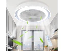 Glitzerlife Plafond ventilator met verlichting – LED Plafondlamp met Ventilator – Stille plafondventilator Afstandsbediening & Timer – Modern Design – Blauw – 5 Vleugels – Voor Slaapkamer, Woonkamer & Eetkamer