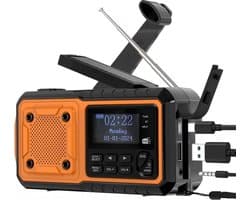 INHEIM® PULSdab+ – Robuuste DAB+ Noodradio | Solar & Dynamo Oplaadbaar | FM/DAB+ | Powerbank & LED-Zaklamp | Noodpakket & Outdoor