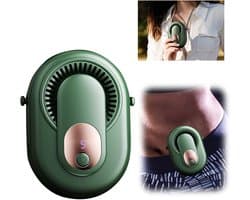 Draagbare Handventilator - Tailleventilator - Draagbare Ventilator - 4-in-1 - Bladloos - 5 Standen - Digitaal Display - USB Oplaadbaar - voor Nek Taille Hand en Tafel - Groen