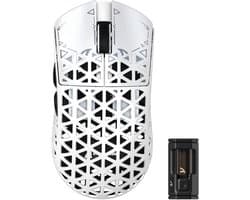 ATTACK SHARK R5 Ultra - Draadloze Gaming Muis - PAW3950 MAX - Koolstof Element - Ultralichte(39g) - Wired/2.4G/BT - 42000DPI - 8Khz - Wit