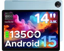DOOGEE Tab E3 Max - Tablet - 32GB ROM+256GB ROM(2TB TF)- Android 15 - 14 inth IPS - 4G LTE - Gemini AI - Helio G100 - 13500mAh/18W - Quad Speakers - Face ID - 5G Wi-Fi - A GPS - GPS - Blauw