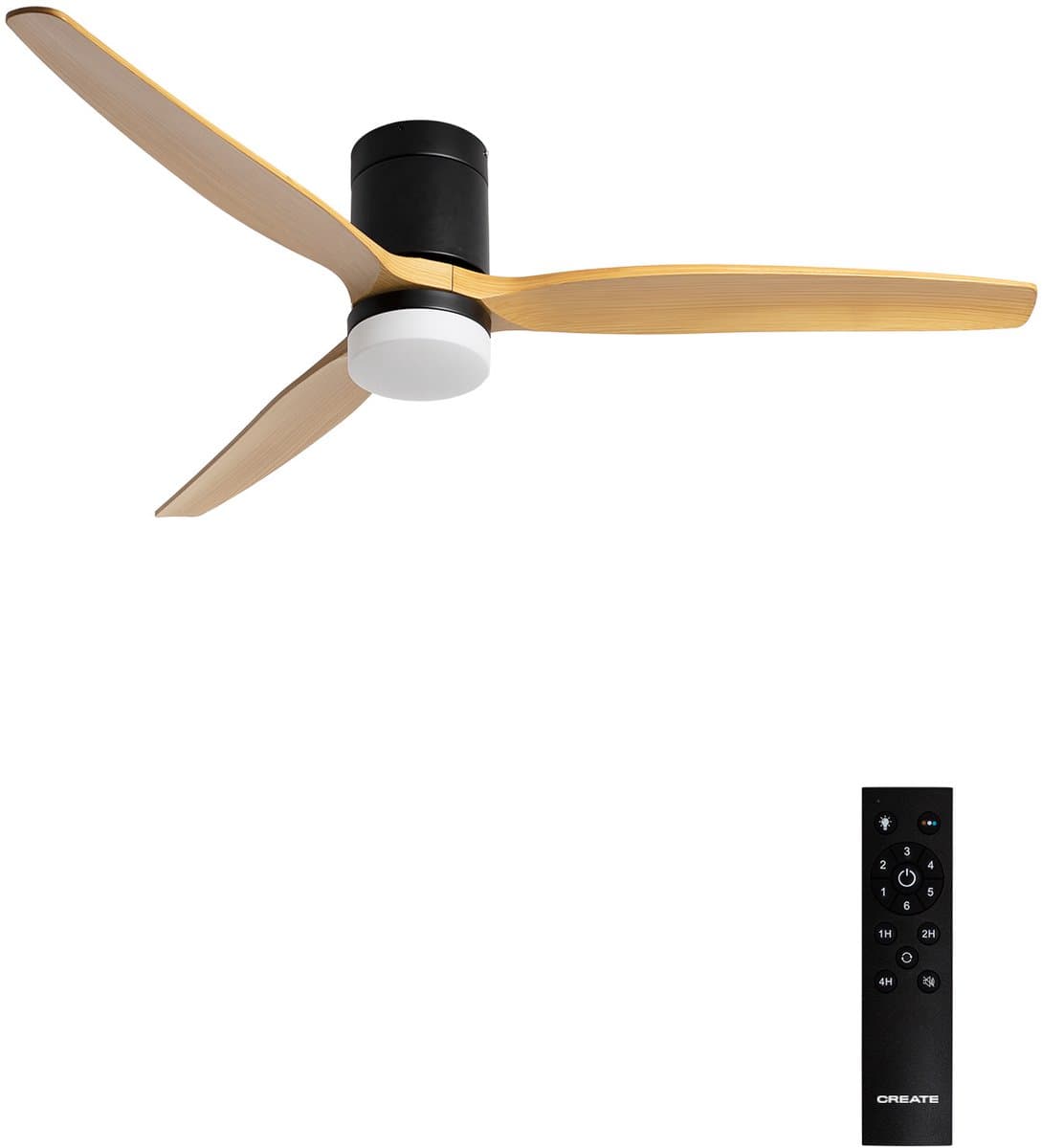 CREATE - Stille 40W plafondventilator met technische ABS bladen in verschillende maten - L - Met licht - Afstandsbediening - WIND CALM — afbeelding 1