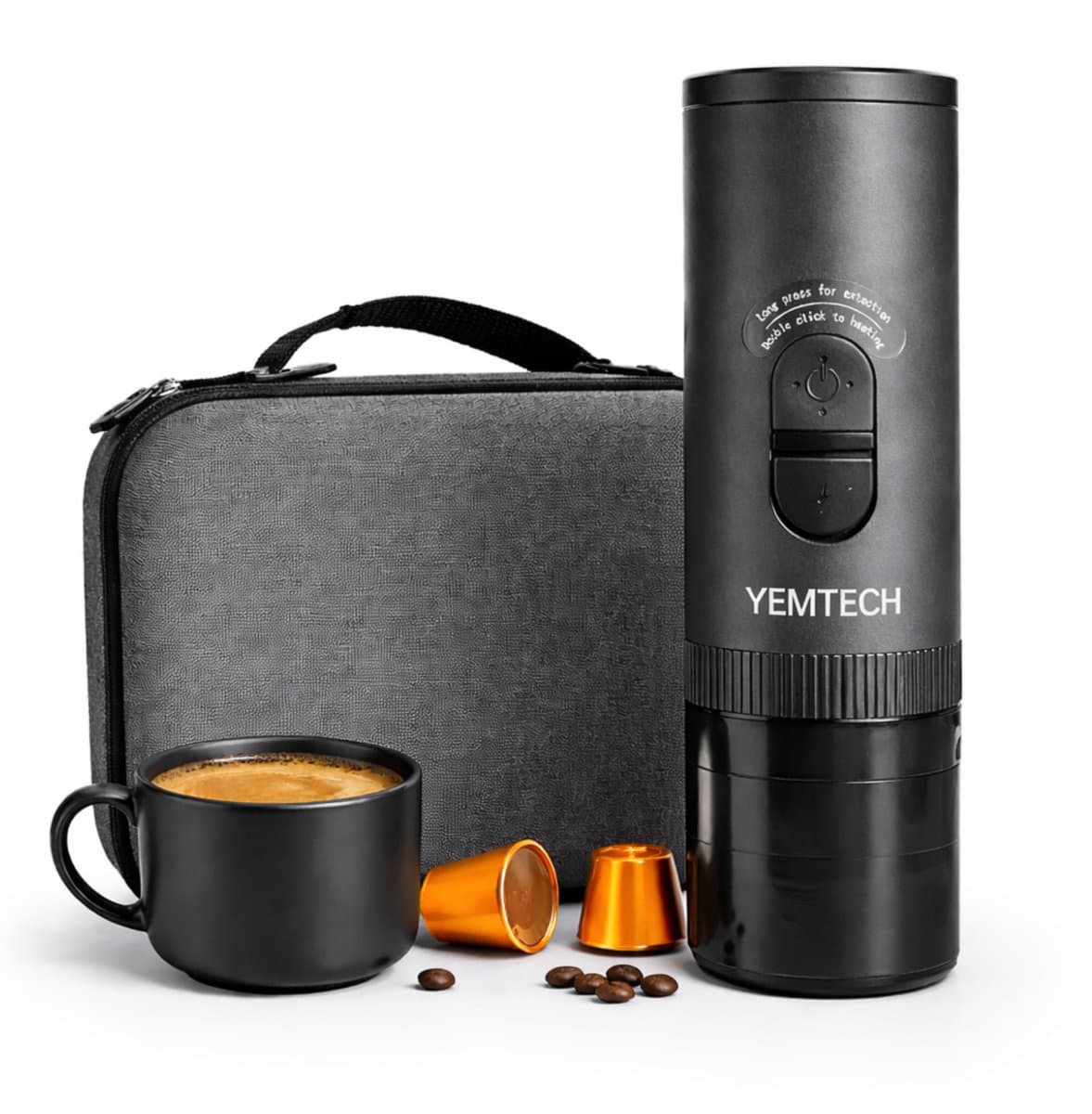 Yemtech® Draagbare Espressomachine – 3 in 1 Elektrische Draagbare Koffiemachine - ong. 100 ml - Espresso machine - Espressomachine voor Auto Camping Vrachtwagen – Inclusief Draagkoffer — afbeelding 1