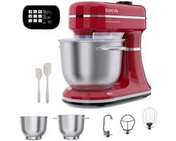 SUNCOK Keukenmixer, Keukenmachine, Slim aanraakpaneel, met 2 roestvrijstalen mengkommen: 4,5 l en 5,5 l. Krachtige motor van 1500 W, geluidsniveau 59 dB. Blender, geschikt voor bakken en deeg kneden.