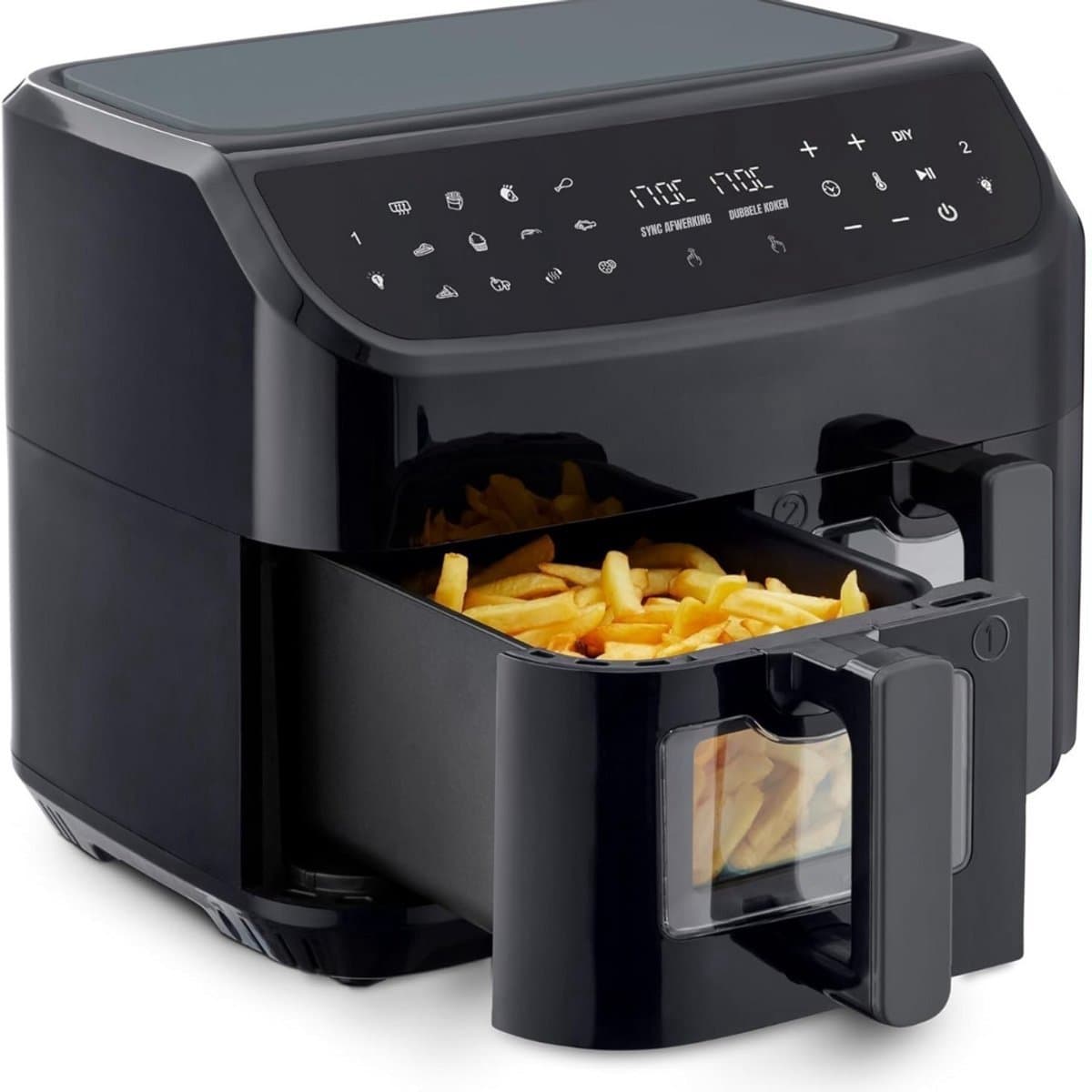 Thuys – Dubbele Airfryer – Heteluchtfriteuse – Duo Airfryer – 8,7 L – 41 x 40 x 33cm – Zwart — afbeelding 1