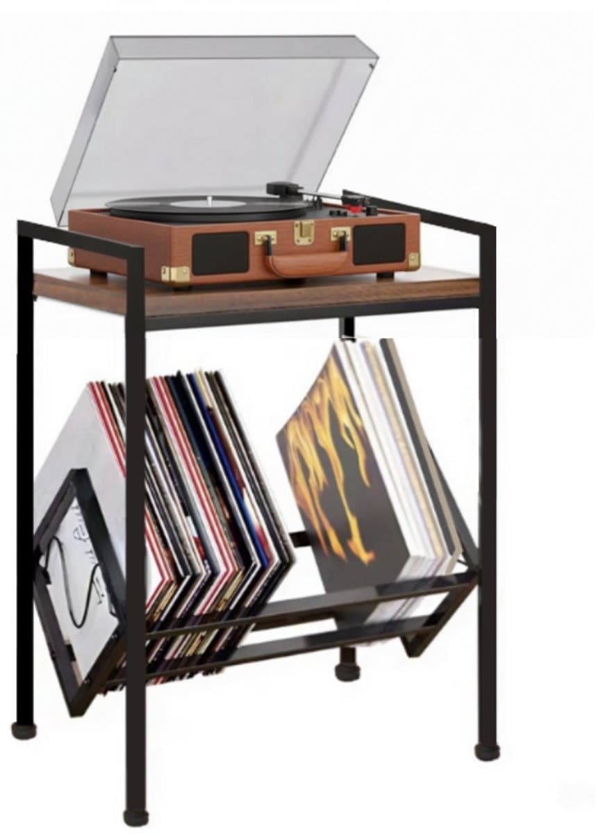 Goldcave Vinyl Opbergsysteem - LP Houder - Metaal Standaard Zwart - Platenhouder - Platenrek - Platenkast - LP Rek - Platenspeler meubel — afbeelding 1