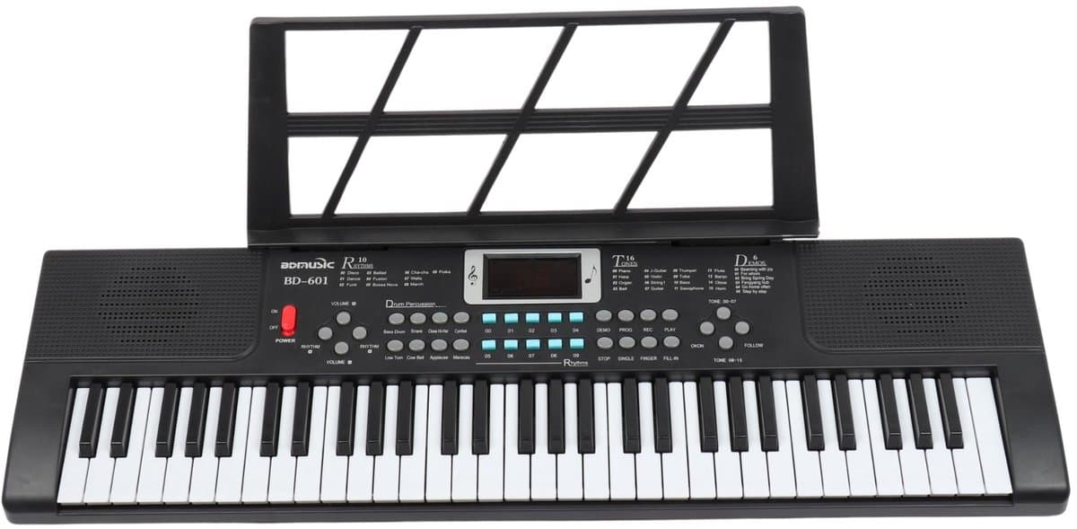 MoMiKa Kindvriendelijk Keyboard – 61 Toetsen, 32 Geluidsopties, Microfoon, 67,5 cm Breed - Stroom- en Batterijfunctie – Muziek Instrument - Piano – Ideaal Cadeau voor Kinderen! — afbeelding 1
