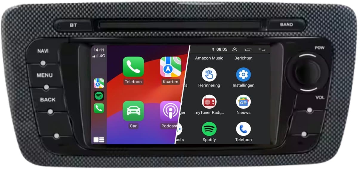 Carplay autoradio voor Seat Ibiza | 2008 t/m 2014 | Android 13 | Draadloos Apple Carplay & Android Auto | 4GB + 64GB | Denago | 2008 2009 2010 2011 2012 2013 2014 | Bluetooth & Wifi — afbeelding 1