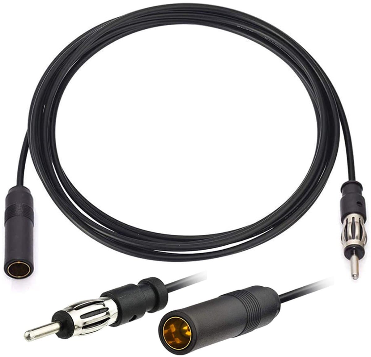 Autoradio antennekabel FM/AM met DIN-plug – coaxiale verlengkabel voor auto – 75 Ohm – Zwart — afbeelding 1