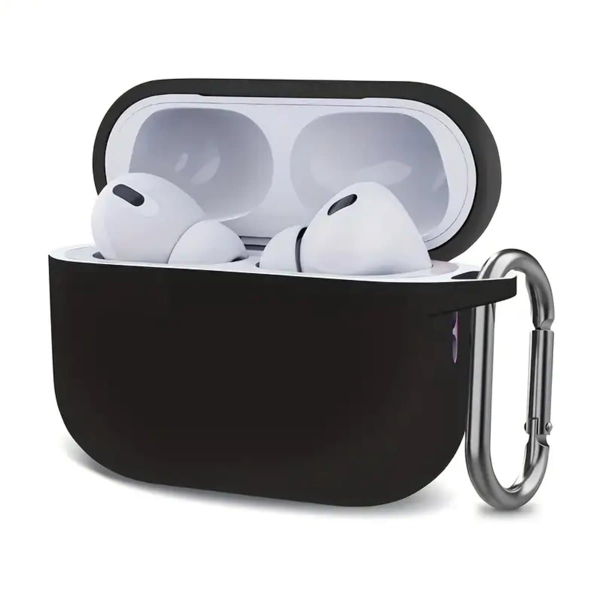 Airpods Pro 2 hoesje siliconen zwart - telefoon - muziek - school - oortjes — afbeelding 1