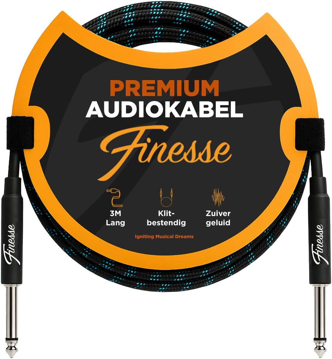 Finesse Gitaarkabel - 300cm - Jack 6.35mm - Audio Kabel - Instrumentkabel - Gitaar Kabel — afbeelding 1