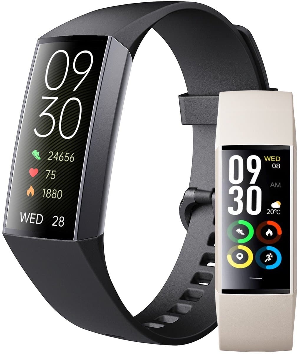 Siltcon® Stappenteller Horloge - Activity Tracker Pro - Hartslagmeter – Bloeddrukmeter - Slaapmonitor - Saturatiemeter – Sporthorloge – Smartwatch Dames, Heren & Kinderen - Universeel - RVS - Elke pols - Incl. 2 Bandjes — afbeelding 1