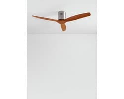 CREATE - Stille plafondventilator 100% hout 40W (Ø132cm) - Geen licht - Met Afstandsbediening - 6 snelheden - Programmeerbaar - WIND CALM NATURAL WOOD