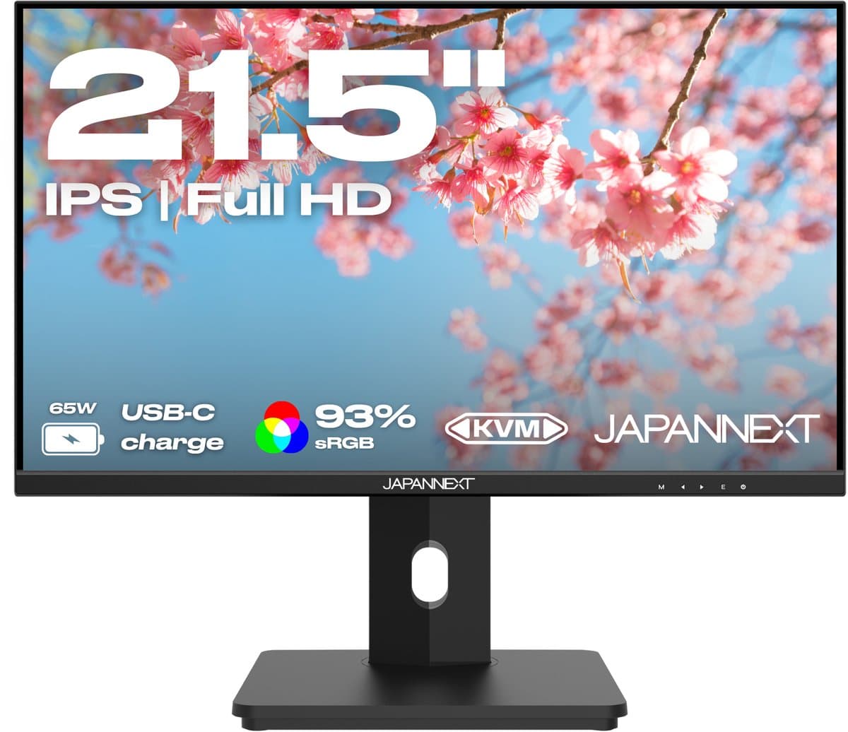 JAPANNEXT Monitor - Full HD USB-C Monitor - 22 inch - USB-C 65w - KVM — afbeelding 1