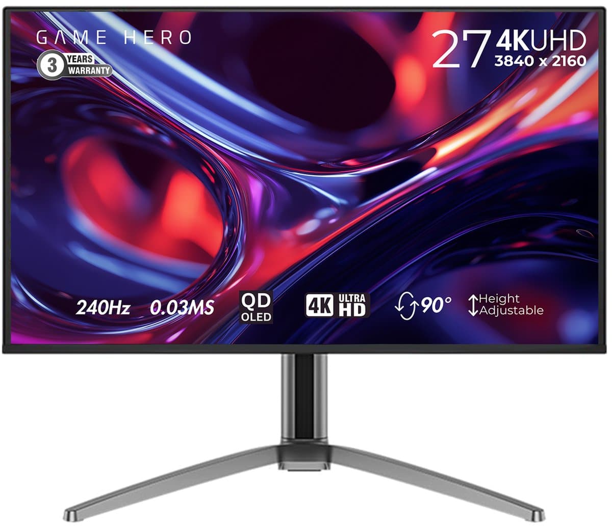 GAME HERO® 27 inch 4K QD-OLED 0.03 ms Gaming Monitor - 240Hz — afbeelding 1