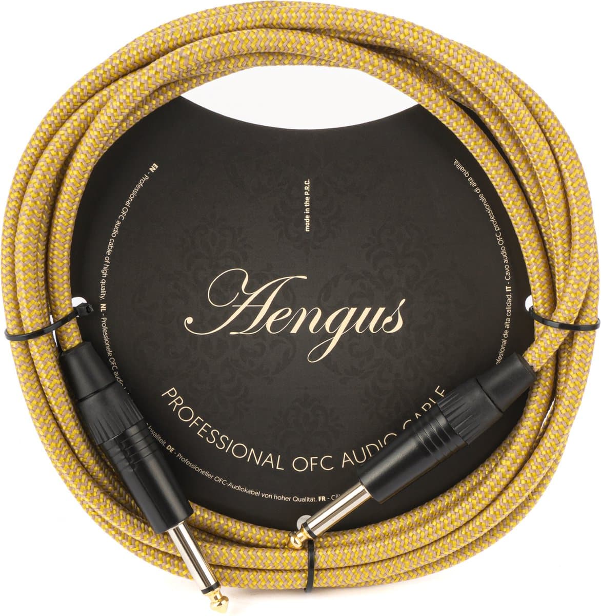 Áengus Gold Tweed Gitaarkabel Instrumentkabel - 6.35mm mono jack plug recht/recht - 3 meter — afbeelding 1