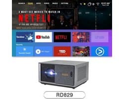 Everycom - RD829 - Beamer - Projector Beamer - Mini Meamer - 1920x1080dpi - Automatische focus - 5G - met WiFi - 12000lumens