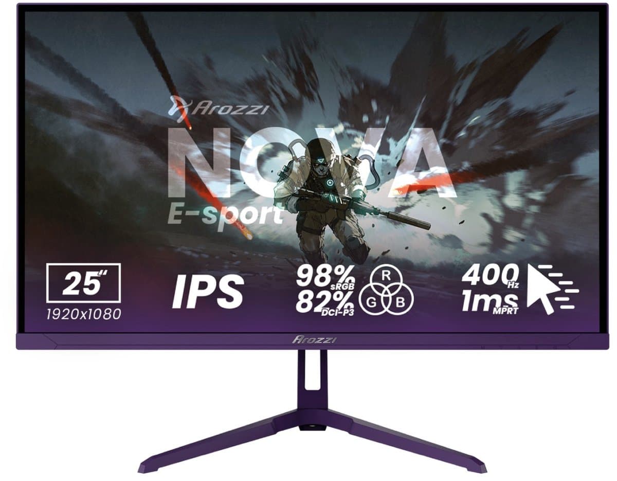 Arozzi Nova 25" E-Sport Gaming Monitor - Full HD IPS - 400Hz - Paars — afbeelding 1