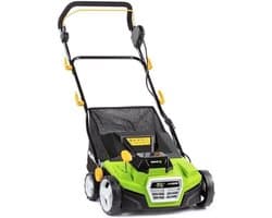 Verticuteermachine – Elektrische Gazonschraper – Mosverwijderaar – Gazonbeluchter – Accu Verticuteerder – Borstelloze Motor – Werkbreedte 38 cm met 16 Messen – 5 Instelbare Dieptes en Ergonomische Handgreep