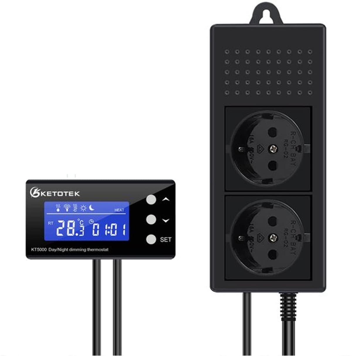 Dimmer Thermostaat Reptiel Terrarium Verwarming met Dag Nacht Timer, Digitaal Thermostaat Stopcontact Stekker Dimmen PID Temperatuurregelaar Dimbare voor Aquarium Warmtelamp — afbeelding 1