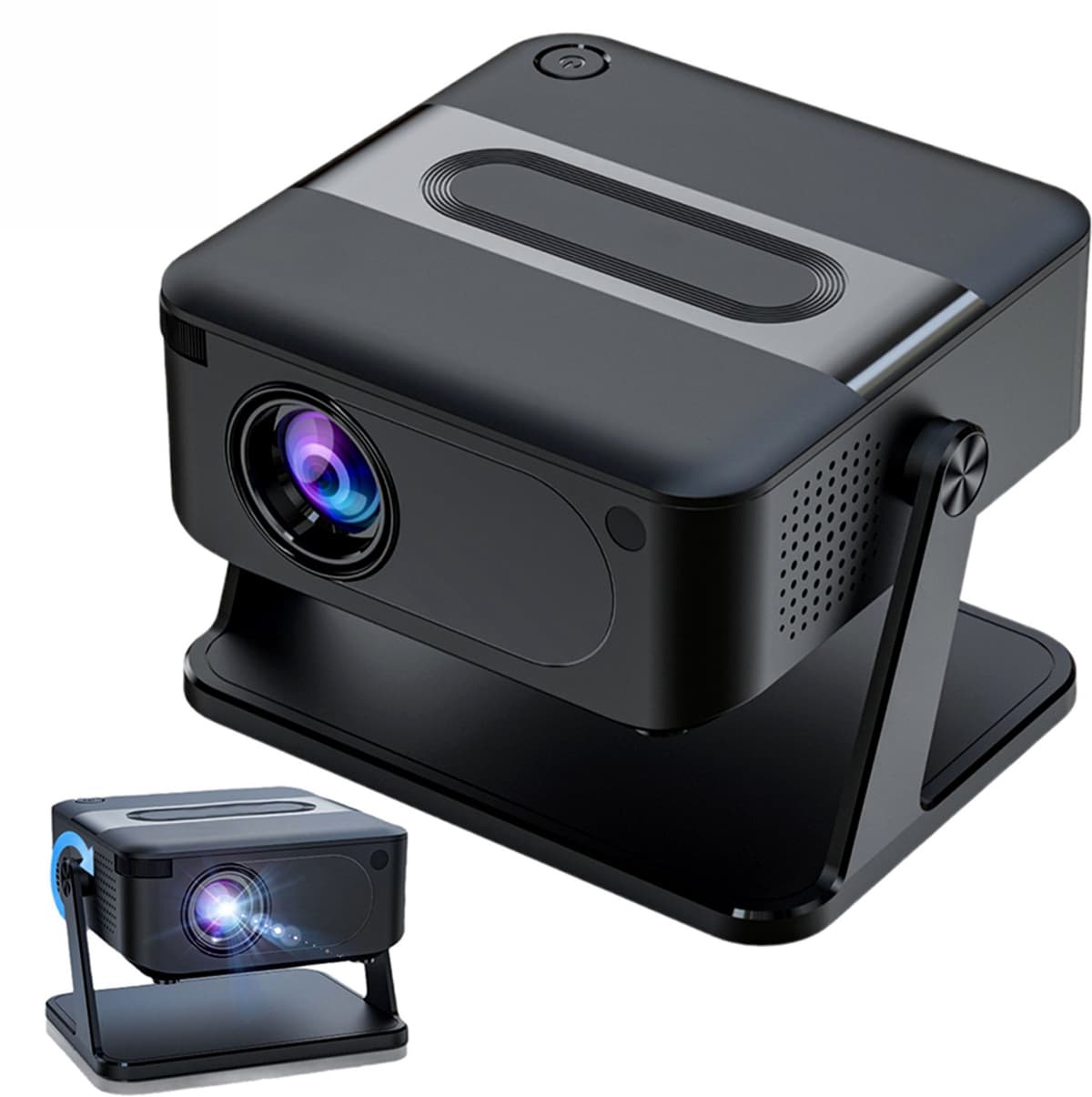 Slimme projector - Slaapkamerprojector - Projector voor thuis - Mini draagbaar - Draadloze projectie - 2,4/5 GHz Wi-Fi - Ondersteunt AirPlay, spraakassistent, Miracast en schermspiegeling - Ultra HD - Ondersteunt 4K-resolutie - HA109 - Zwart — afbeelding 1