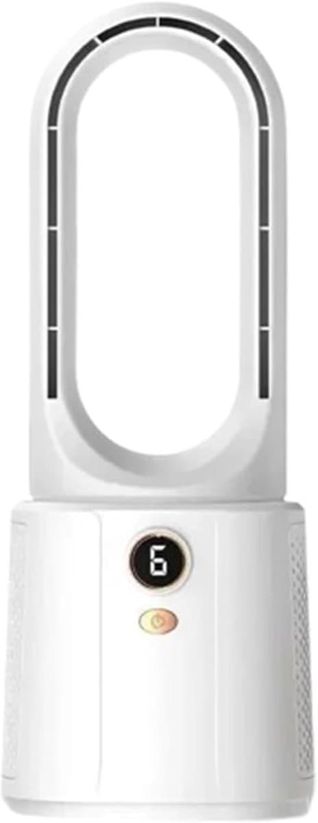 Bladloze vernevelingsventilator, USB-voeding, stille werking, geschikt voor kantoren, slaapkamers, nachtlampjes en kamperen. Draagbare elektrische luchtbevochtiger met comfortabele en gelijkmatige luchtstroom (wit, geen nevel). — afbeelding 1