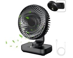 Solvix tafel ventilator geluidloos - Mini Desk Fan - Zwart - Stil en Krachtig - Oplaadbare Batterij - Voor Thuis, Kantoor en Buiten