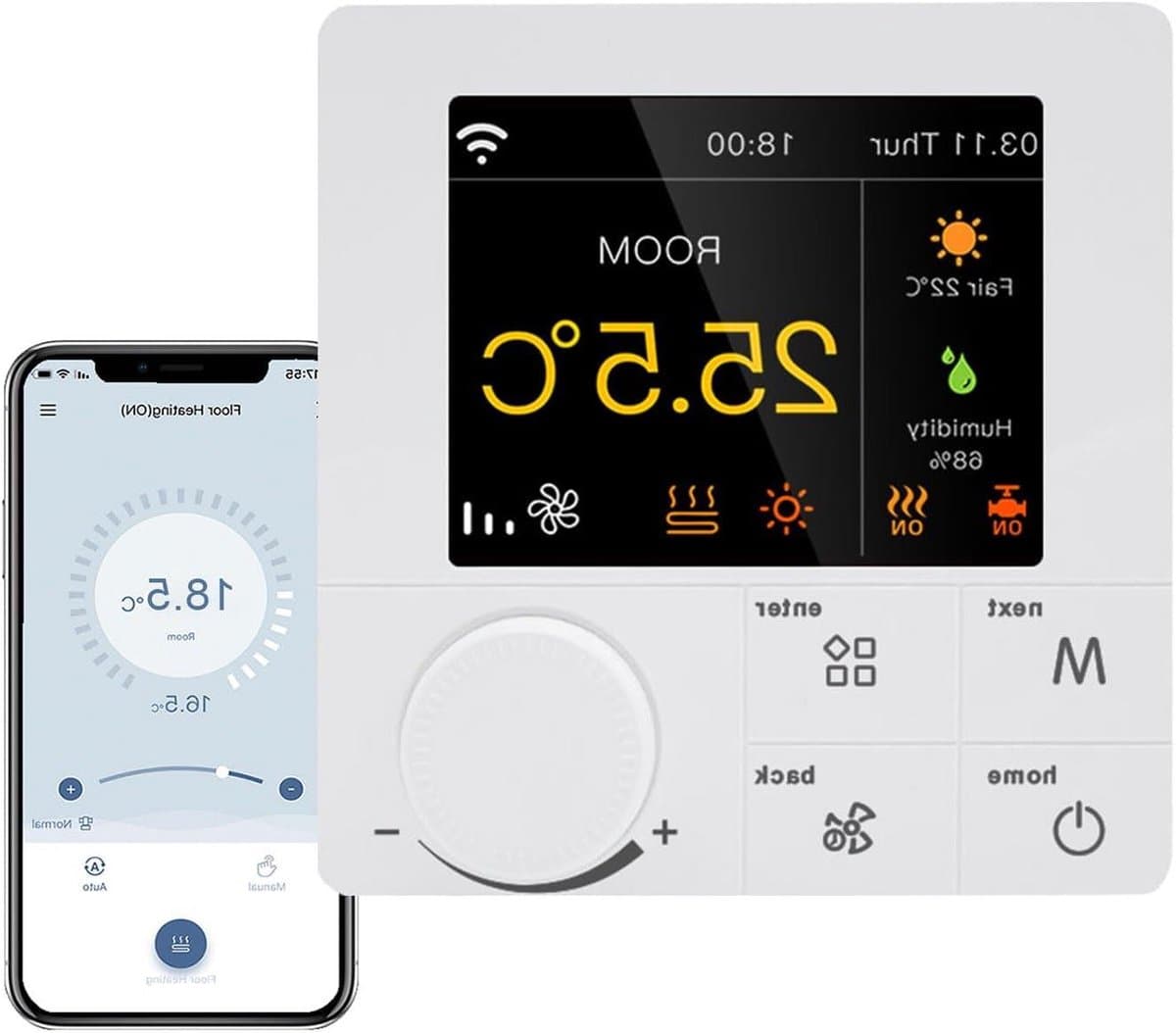 Slimme Thermostaat - Wifi Regelaar - Energie Besparen - Spraakbesturing Compatibel - 8.6 cm - Zwart — afbeelding 1